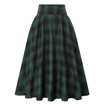 Női kockás plisz ét szoknya magas derekú, középméretű, poliészter anyag (90–95%), 2024 nyara