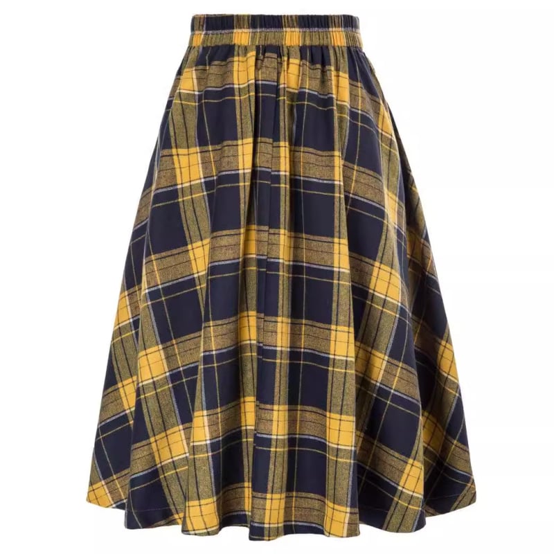 Női kockás plisz ét szoknya magas derekú, középméretű, poliészter anyag (90–95%), 2024 nyara