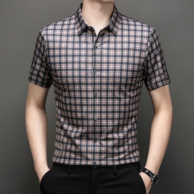 Košeľa zo zmesi hodvábu Mulberry, bezšvová látka, krátky rukáv, štvorcový golier, bez žehlenia