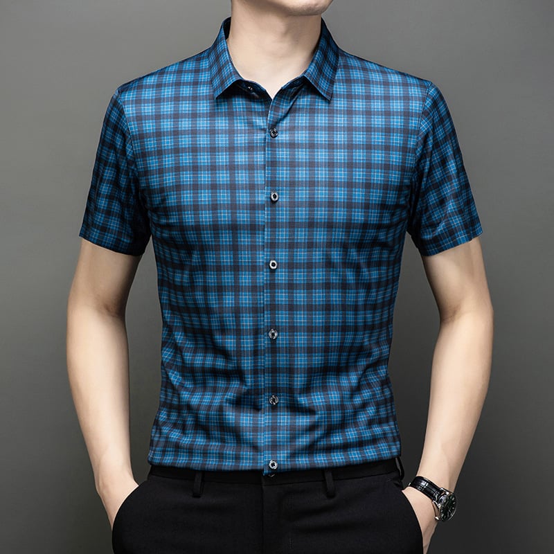 Košeľa zo zmesi hodvábu Mulberry, bezšvová látka, krátky rukáv, štvorcový golier, bez žehlenia