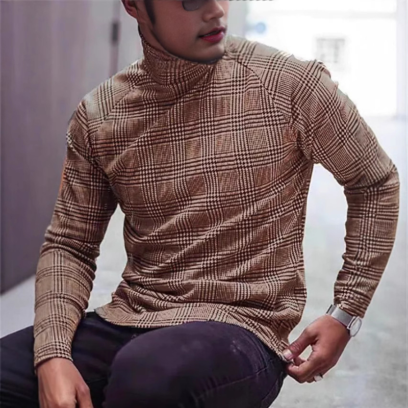 Мъжка памучна тениска с дълги ръкави, флорална шарка, дигитален печат, свободна кройка.