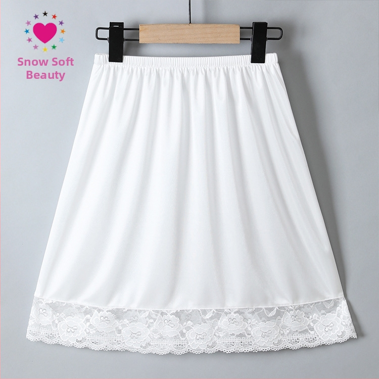 Podšitá slipová sukňa s čipkou lemom, nepriehľadná, ľahký vzhľad hodvábneho polyesteru