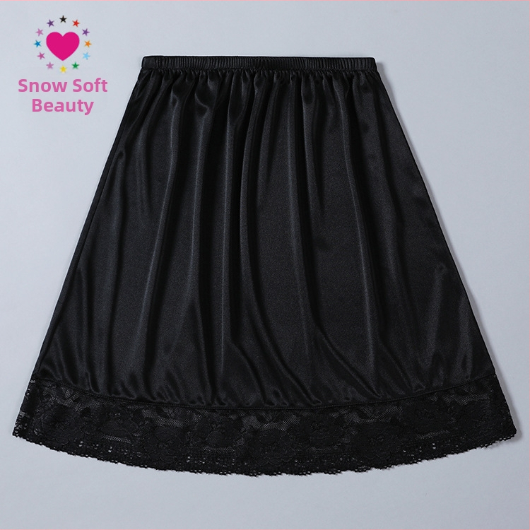 Podšitá slipová sukňa s čipkou lemom, nepriehľadná, ľahký vzhľad hodvábneho polyesteru