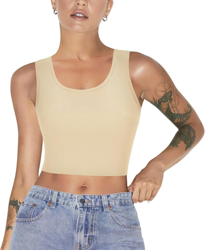 Moteriškas tomboy stiliaus sportinis liemenėlis, pilno puodelio, be formavimo, pagrindinis audinys: nailonas, įdėklas: medvilnė, patogus