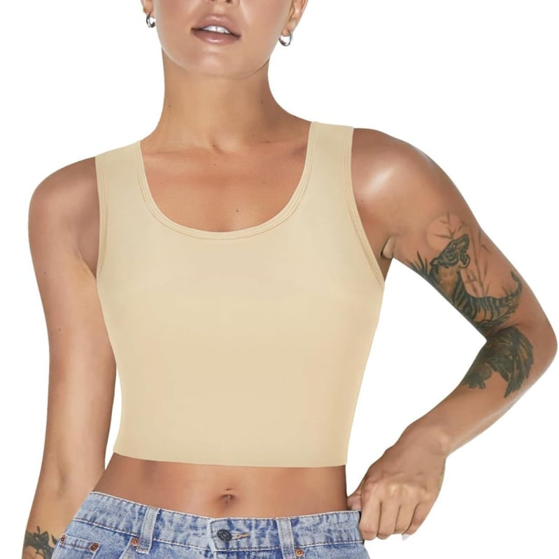 Moteriškas tomboy stiliaus sportinis liemenėlis, pilno puodelio, be formavimo, pagrindinis audinys: nailonas, įdėklas: medvilnė, patogus