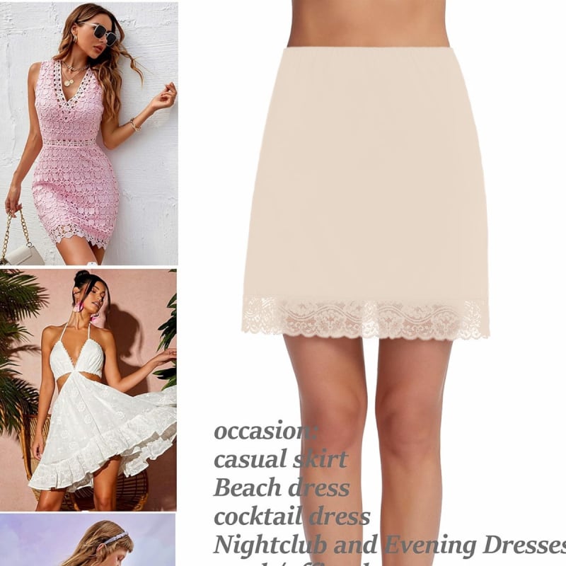 Sukňa s čipkou na okraji, A-linijny strih, rozparok, polyester s elastanom, vysoká elasticita