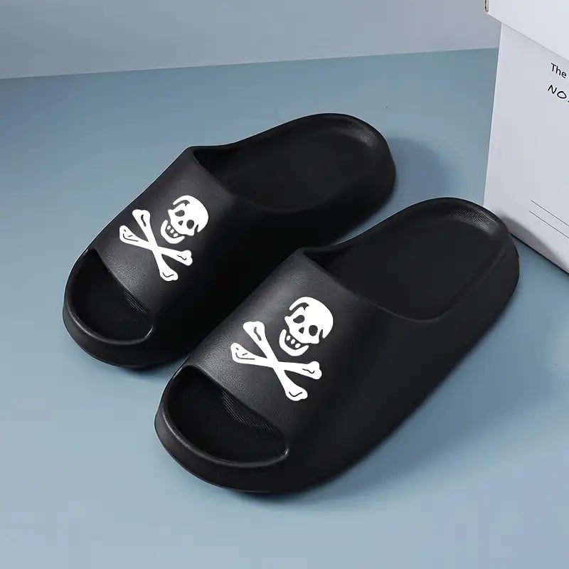 Unisex EVA sussid kolju kujundusega, ümmarguse ninaga, ilma voodrita, vabaaja stiil, suvi 2025, bränd FASHION