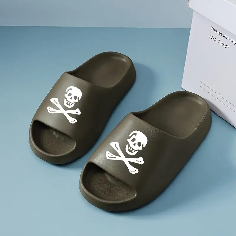 Unisex EVA sussid kolju kujundusega, ümmarguse ninaga, ilma voodrita, vabaaja stiil, suvi 2025, bränd FASHION