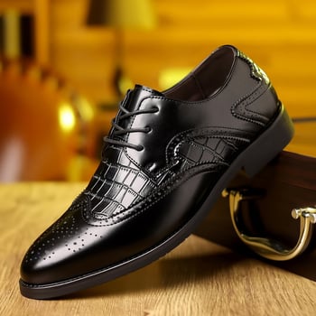 Férfi bőrs Slip-On cipő, hegyes orrú, bőr toe cap, PU felsőrész, műanyag talp