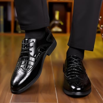 Férfi bőrs Slip-On cipő, hegyes orrú, bőr toe cap, PU felsőrész, műanyag talp