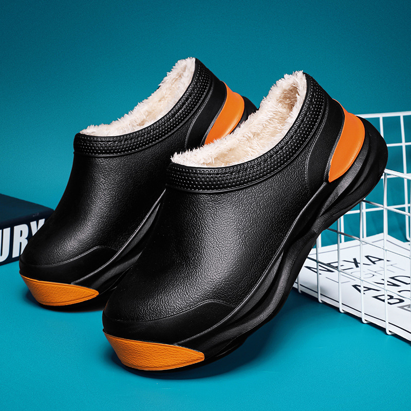 Slapi de casă unisex, căptuți cu fleece, parte superioară din PU, talpă EVA, pentru iarnă