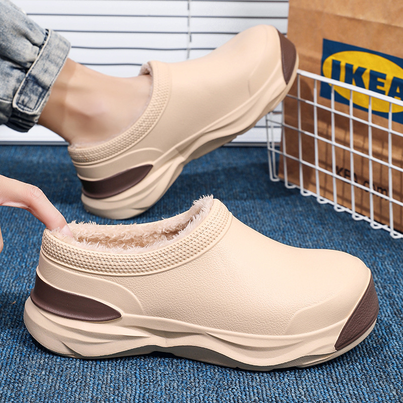 Slapi de casă unisex, căptuți cu fleece, parte superioară din PU, talpă EVA, pentru iarnă