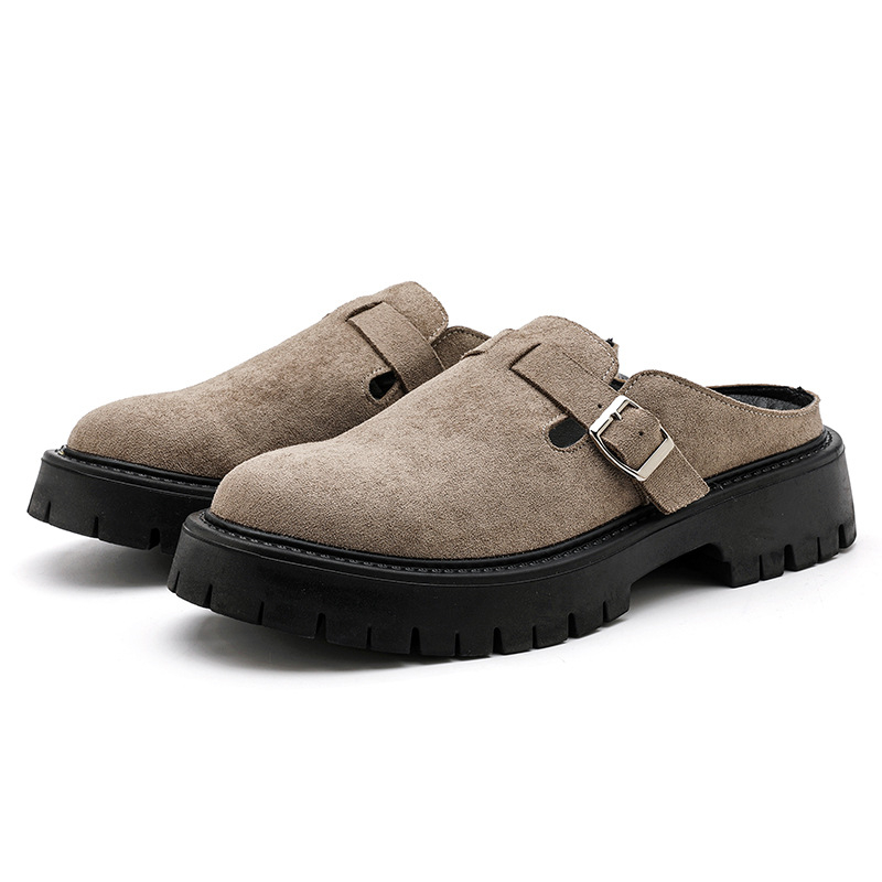 Мъжки обувки с затворен пръст, slip-on от изкуствена кожа, гумена подметка, ежедневни обувки в британски стил