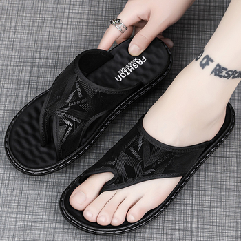 Мъжки джапанки, дишащ горен слой от плат, гумена подметка, отворен пръст, ежедневни летни чехли