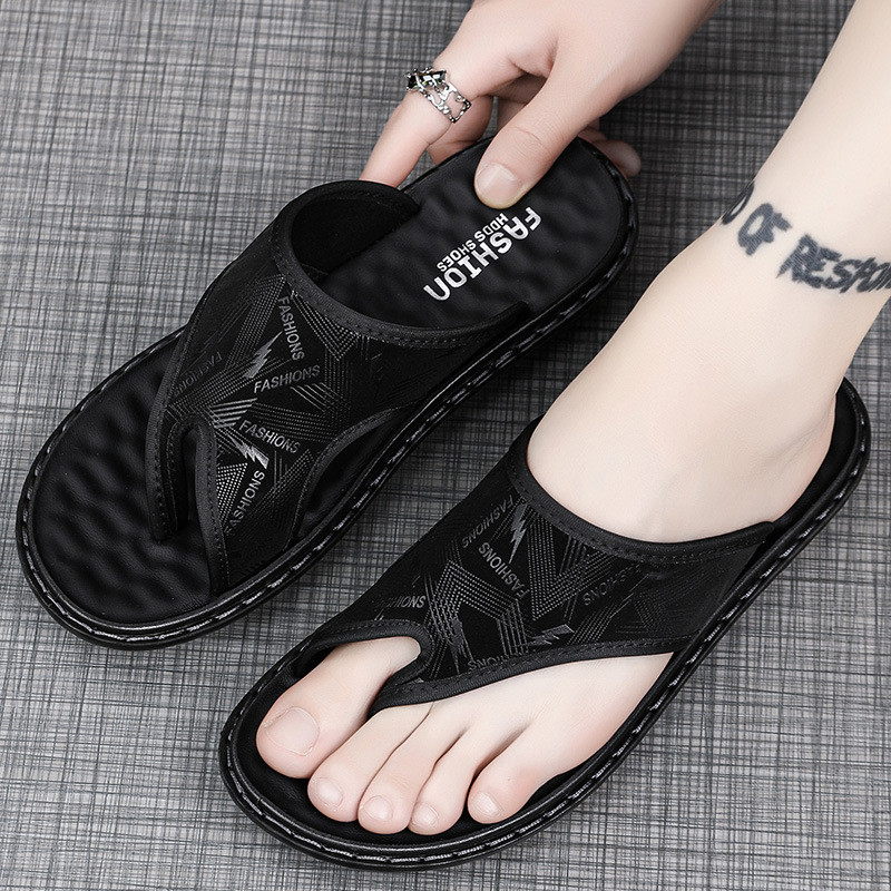 Мъжки джапанки, дишащ горен слой от плат, гумена подметка, отворен пръст, ежедневни летни чехли