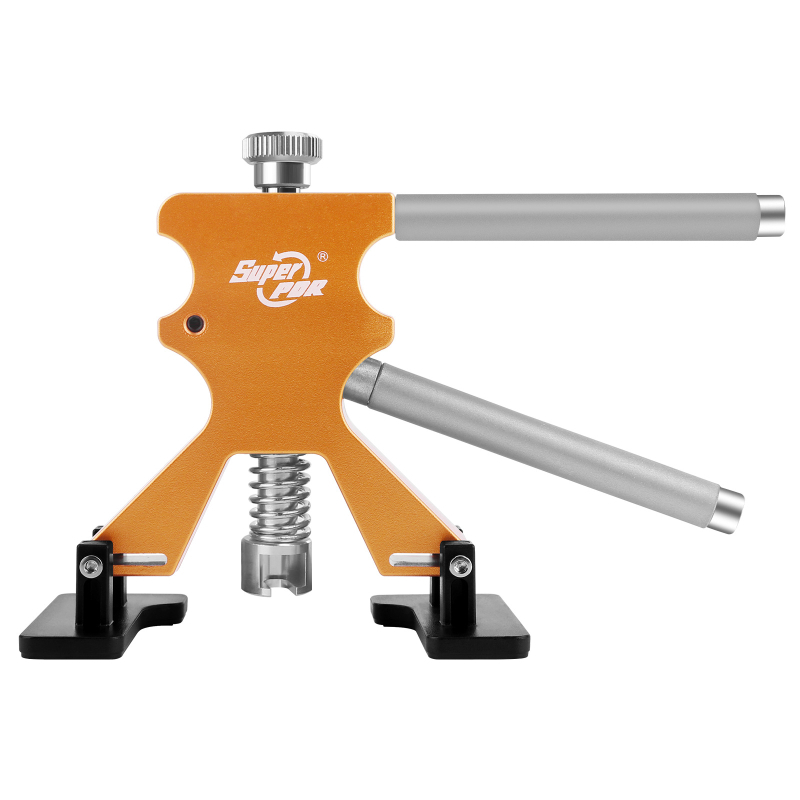 Automobilio įdubų taisymo įrankių rinkinys su traukimo įrankiu – Prekės ženklas: Super PDR; Medžiaga: nailonas, aliuminio lydinys; Taikymo sritis: įrankis įdubų taisymui; Gamybos vieta: Shenzhen