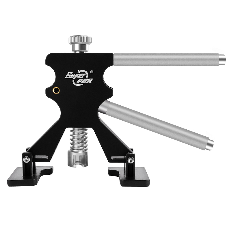 Automobilio įdubų taisymo įrankių rinkinys su traukimo įrankiu – Prekės ženklas: Super PDR; Medžiaga: nailonas, aliuminio lydinys; Taikymo sritis: įrankis įdubų taisymui; Gamybos vieta: Shenzhen