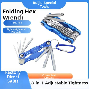 Ruijute Sulankstomas šešiakampių įrankių rinkinys su aliuminio korpusu, vidinis šešiakampis antgalis, 7–8 vnt., aukštos anglies plienas