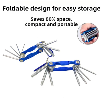 Ruijute Sulankstomas šešiakampių įrankių rinkinys su aliuminio korpusu, vidinis šešiakampis antgalis, 7–8 vnt., aukštos anglies plienas