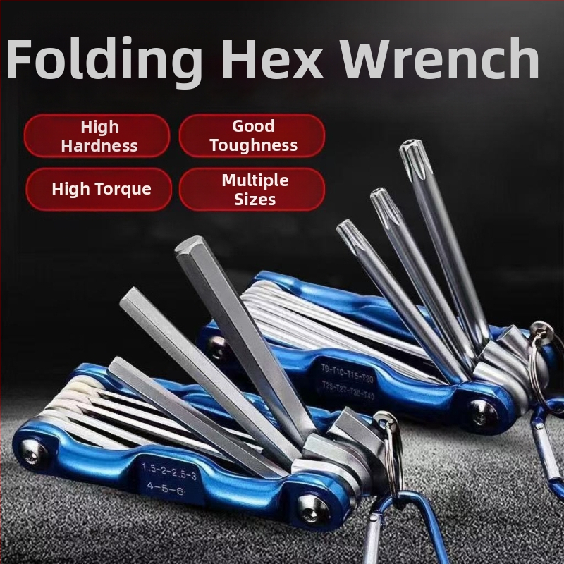 Ruijute Sulankstomas šešiakampių įrankių rinkinys su aliuminio korpusu, vidinis šešiakampis antgalis, 7–8 vnt., aukštos anglies plienas