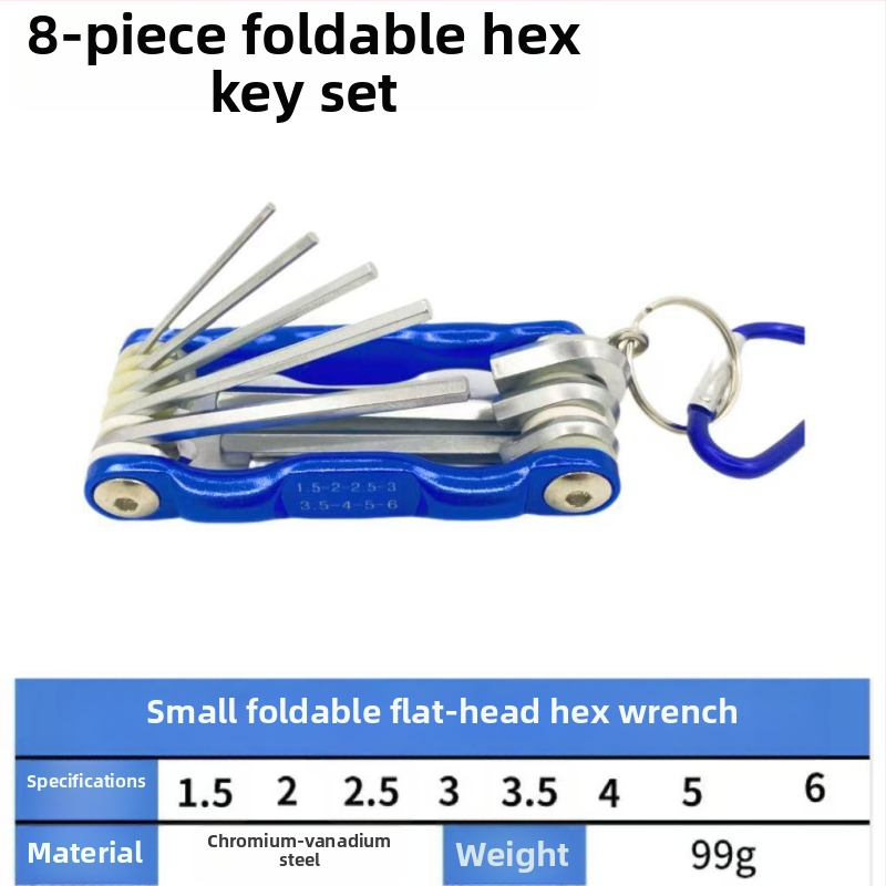 Ruijute Sulankstomas šešiakampių įrankių rinkinys su aliuminio korpusu, vidinis šešiakampis antgalis, 7–8 vnt., aukštos anglies plienas