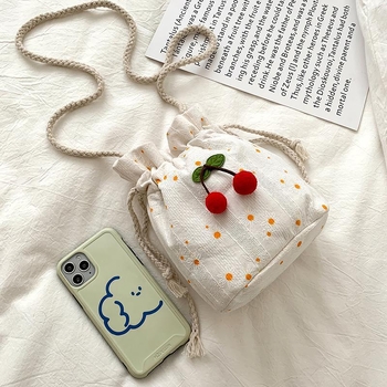 Női vászonból készült vödörtáska, koreai nyári stílus, strandhoz, zárás húzózárral, poliészter bélés, trend kitten bag