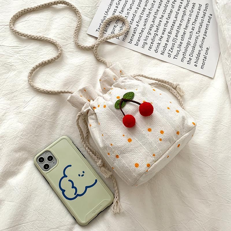 Női vászonból készült vödörtáska, koreai nyári stílus, strandhoz, zárás húzózárral, poliészter bélés, trend kitten bag