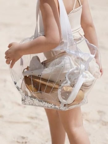 Átlátszó PVC strandtáska, vízálló héj-stílus, kapacitás 20 L alatt, utcai stílus
