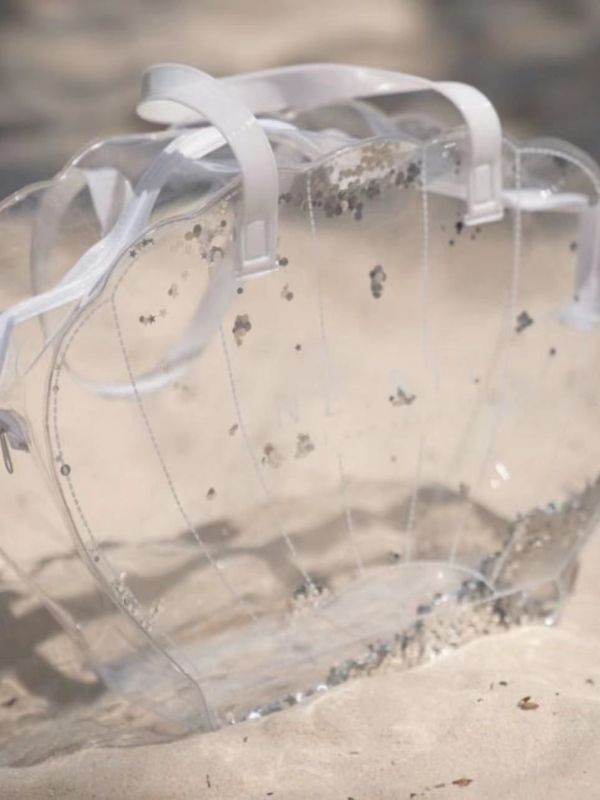 Átlátszó PVC strandtáska, vízálló héj-stílus, kapacitás 20 L alatt, utcai stílus