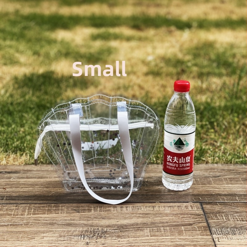 Skaidrus PVC paplūdimio krepšys, vandeniui atspari kriauklės formos krepšys, talpa iki 20 L, gatvės stilius