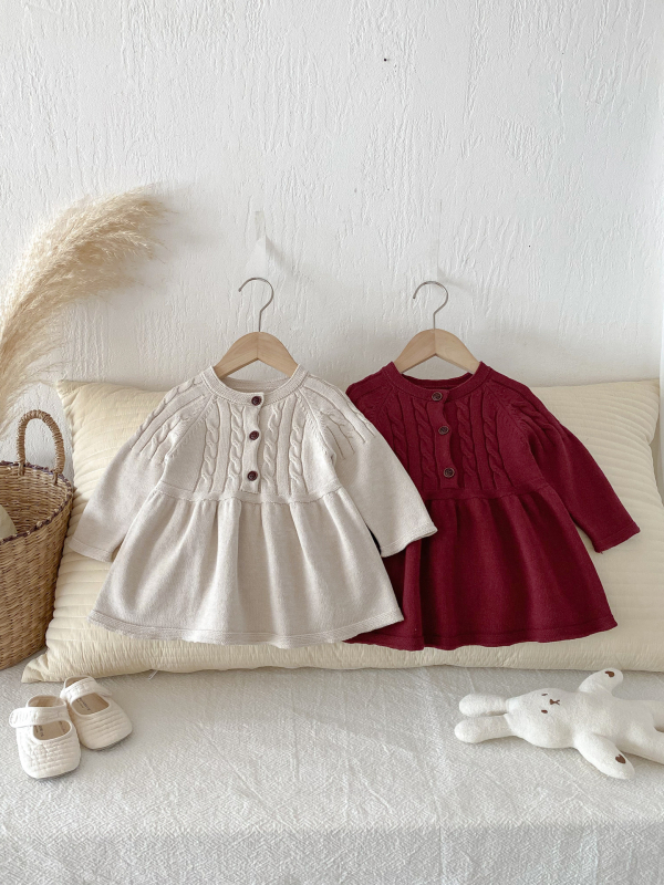 Dječja haljina za djevojčice s vilinskim stilom, dugi rukav, pamuk, princes kroj, za uzrast 1–3 godine, jesen 2025