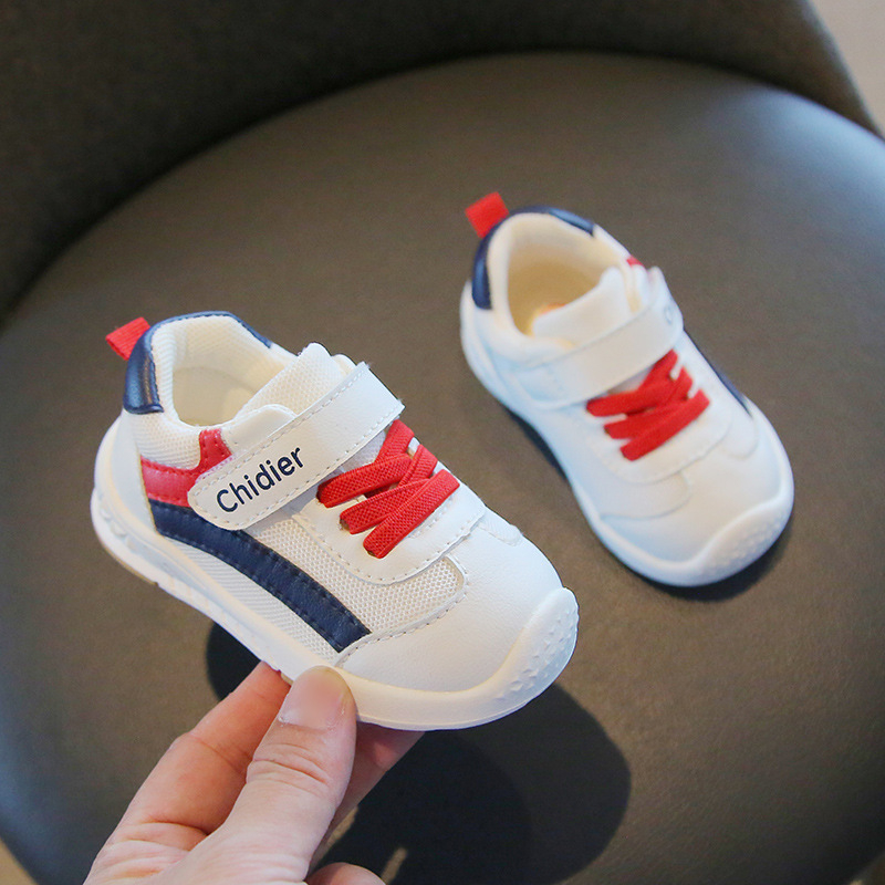 Kvėpuojančios tinklo viršutinės dalies kūdikių bėgiojimui bateliai, gumos padas, Velcro užsegimas, 1–3 metų amžius, žemas kulkšnies aukštis