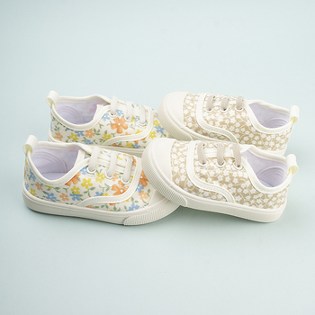 Vaikiški drobės bateliai su Velcro užsegimu, žemas viršus, dryžuotas raštas, TPR padas