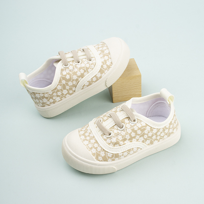 Vaikiški drobės bateliai su Velcro užsegimu, žemas viršus, dryžuotas raštas, TPR padas