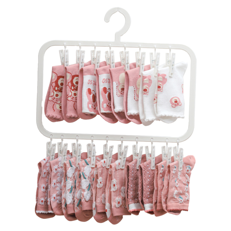 Пластмасов организатор за чорапи и бельо с много щипки за сушене, капацитет 18 л, японски стил, възможност за печат на лого