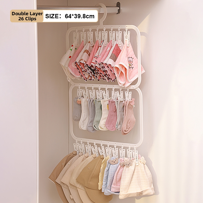 Plastikinis kojinių ir intymių drabužių organizatorius su daugybe klipsų džiovinimui, 18 L talpa, japonų stilius, logotipo spausdinimas įmanomas