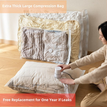Vakuuminė suspaudimo talpykla drabužiams ir antklodėms, stora konstrukcija, 2023 metų modelis, be pompos