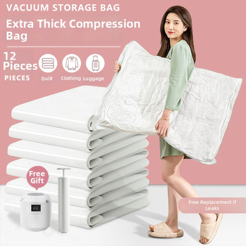 Vakuuminė suspaudimo talpykla drabužiams ir antklodėms, stora konstrukcija, 2023 metų modelis, be pompos