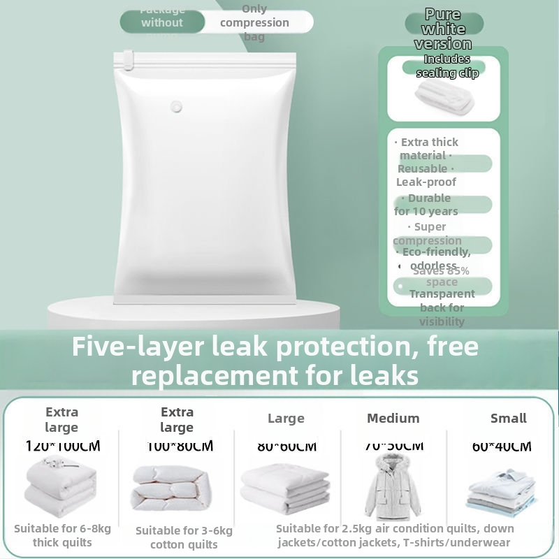 Vakuuminė suspaudimo talpykla drabužiams ir antklodėms, stora konstrukcija, 2023 metų modelis, be pompos