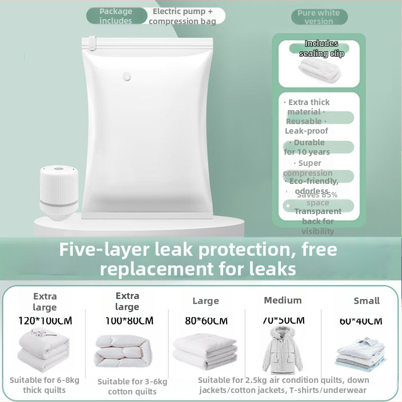 Vakuuminė suspaudimo talpykla drabužiams ir antklodėms, stora konstrukcija, 2023 metų modelis, be pompos