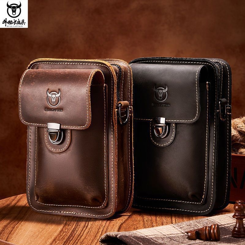 Vyrų juosmens rankinė - Kraft popieriaus medžiaga, odinė įdėklas, prekės ženklas Aqi, 2018 m. pavasaris