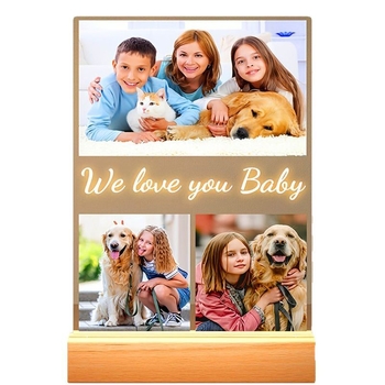 Lampă de noapte LED în ramă foto din acril — Personalizabilă la cerere, 5V 2A, afișare statică, pentru interior