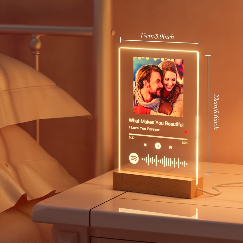 Lampă de noapte LED în ramă foto din acril — Personalizabilă la cerere, 5V 2A, afișare statică, pentru interior