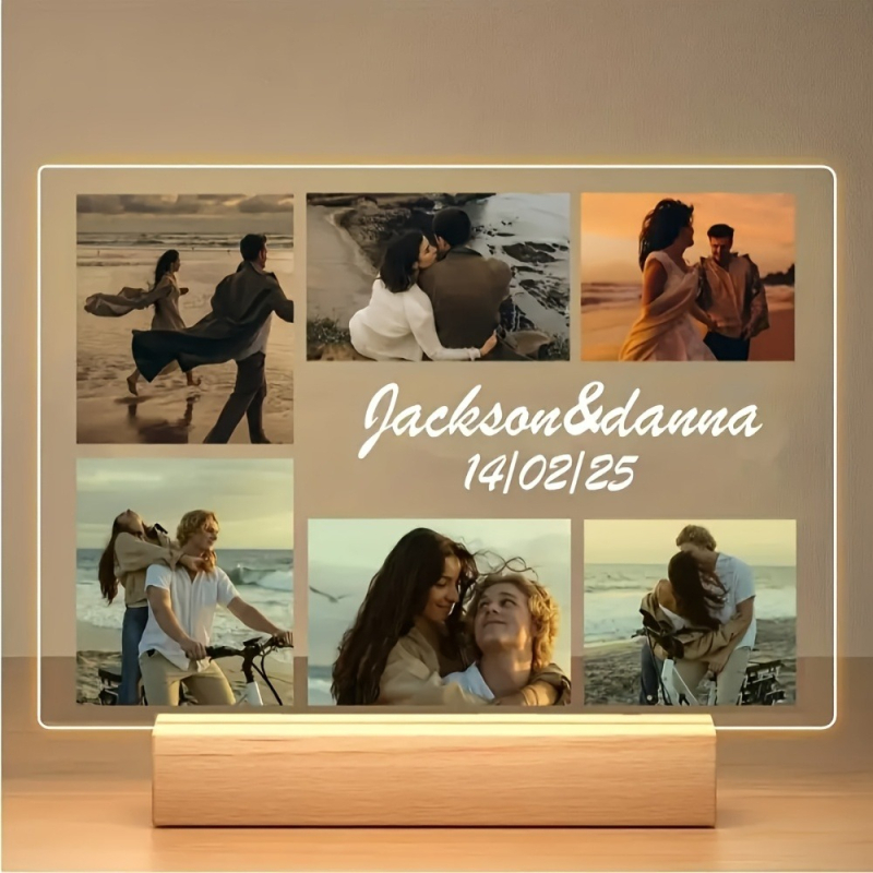 Lampă de noapte LED în ramă foto din acril — Personalizabilă la cerere, 5V 2A, afișare statică, pentru interior