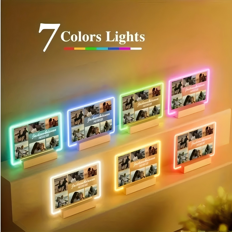 Lampă de noapte LED în ramă foto din acril — Personalizabilă la cerere, 5V 2A, afișare statică, pentru interior