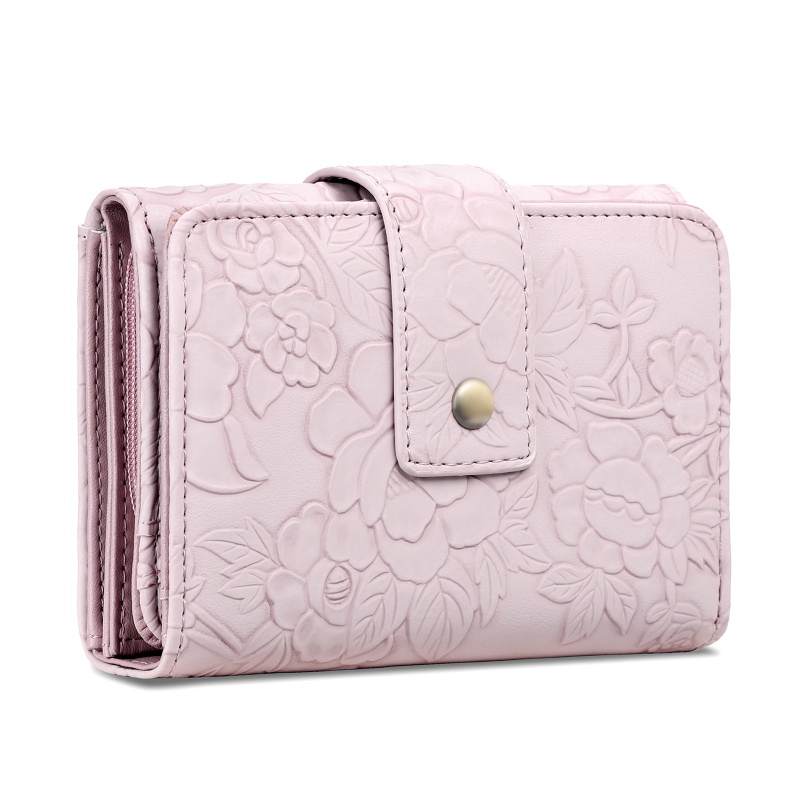 Portofel clutch cu model floral, piele PU, căptușeală poliester, funcție anti-furt
