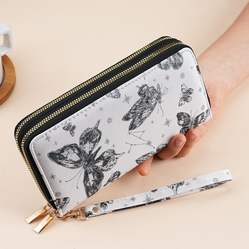 Moteriška PU odos ilga piniginė su gyvūnų raštu, vidinis audinys iš sintetinės odos, atspari nusidėvėjimui, 2025