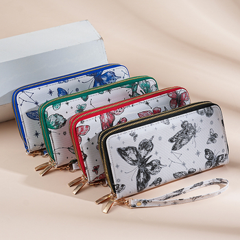 Moteriška PU odos ilga piniginė su gyvūnų raštu, vidinis audinys iš sintetinės odos, atspari nusidėvėjimui, 2025