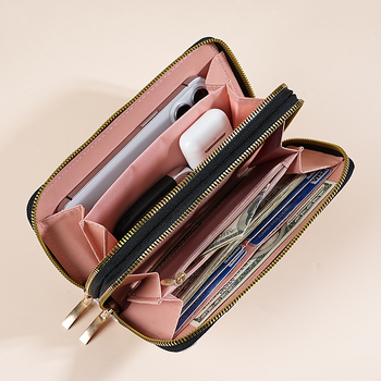 Moteriška PU odos ilga piniginė su gyvūnų raštu, vidinis audinys iš sintetinės odos, atspari nusidėvėjimui, 2025