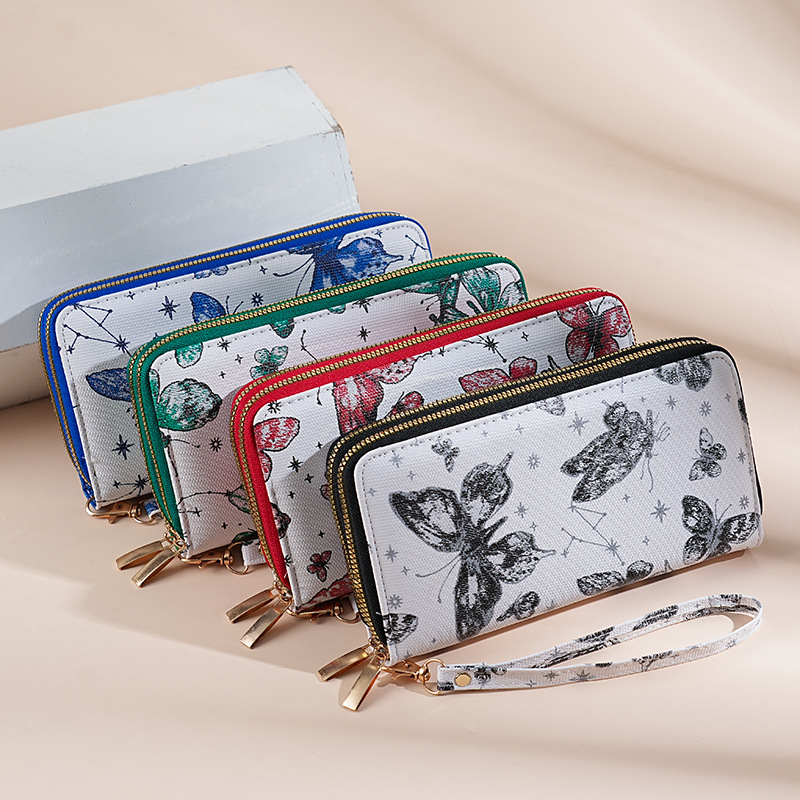 Moteriška PU odos ilga piniginė su gyvūnų raštu, vidinis audinys iš sintetinės odos, atspari nusidėvėjimui, 2025